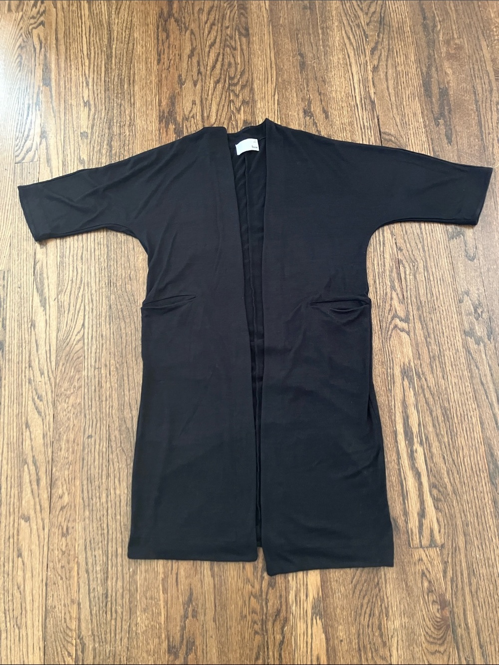 Wilfred Free Open-Front Black Duster Cardigan, 3/4 sleeves, lightweight